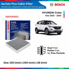 Lọc gió điều hòa BOSCH Aeristo Plus 0986AF5602, HYUNDAI Creta đời xe 2015 đến nay, than hoạt tính