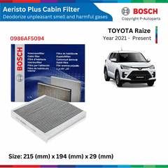 Lọc gió điều hòa BOSCH Aeristo Premium, TOYOTA Raize đời xe 2021 đến nay, lọc bụi mịn PM2.5