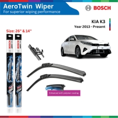 Bộ gạt mưa BOSCH AeroTwin 26 & 14 inch, KIA K3 đời xe 2013 đến nay, phụ tùng Bosch