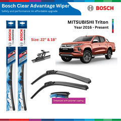 Bộ gạt mưa BOSCH Clear Advantage 22" & 18", Mitsubishi Triton, đời xe từ 2016 đến nay