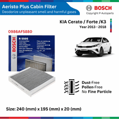 Lọc gió điều hòa than hoạt tính BOSCH Aeristo Plus, KIA Cerato Forte đời xe 2008 đến 2018