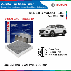 Lọc gió điều hòa xe HYUNDAI SantaFe đời 2012 đến 2021, BOSCH Aeristo Plus khử mùi tốt