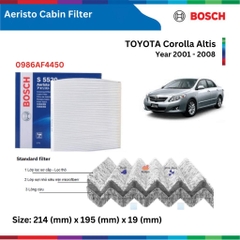 Lọc gió điều hòa than hoạt tính BOSCH Aeristo Plus AF5860, TOYOTA  Corolla Altis, đời xe 2001 đến 2008