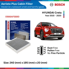 Lọc gió điều hòa BOSCH Aeristo Plus 0986AF5602, HYUNDAI Creta đời xe 2015 đến nay, than hoạt tính