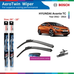 Bộ gạt mưa BOSCH AeroTwin 26" & 18", xe ô tô HYUNDAI Avante TC đời xe 2010 đến 2013