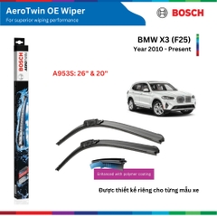 Bộ gạt mưa BOSCH AeroTwin Euro Set A953S 26" & 20", xe BMW X3 (F25) đời xe 2010 đến nay, gạt X3