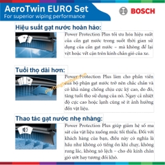 Bộ gạt mưa BOSCH AEROTWIN EURO SET A843S 22" & 22", MERCEDES BENZ C240 đời xe 2008 đến nay