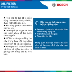 Lọc dầu động cơ BOSCH Oil Filter 0986AF1034, HYUNDAI SantaFe 2.4 xăng, đời xe 2012 đến 2020