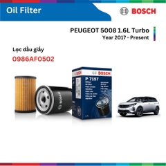 Lọc dầu giấy động cơ BOSCH Oil Filter 0986AF0502, xe PEUGEOT 5008 1.6L Turbo, đời xe 2017 đến nay,