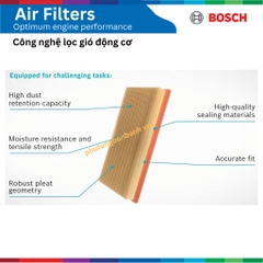 Lọc gió động cơ BOSCH Air Filter 0986AF2662, NISSAN Navara 2.5 DCi đời xe 2007 đến 2014