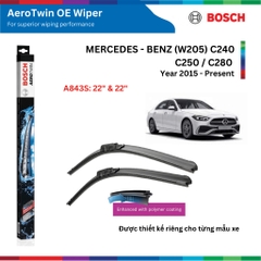 Bộ gạt mưa BOSCH AEROTWIN EURO SET A843S 22" & 22", MERCEDES BENZ C240 đời xe 2008 đến nay