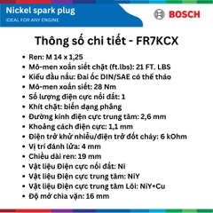 Bugi BOSCH mạ Nickel cực đồng giắc 16 thân ngắn FR7KCX+ phù hợp dòng xe TOYOTA Corrolla