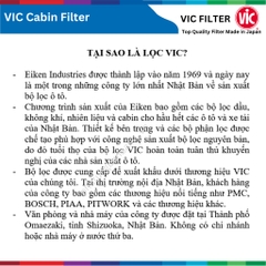 Lọc gió điều hòa VIC Cabin Filter EX, TOYOTA Altis 1.8 2.0 đời xe 2008 đến nay, lọc bụi mịn PM2.5
