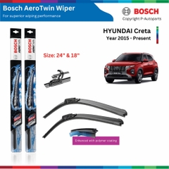 Bộ gạt mưa BOSCH AeroTwin 24" & 18", HYUNDAI Creta đời xe từ 2015 đến nay