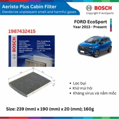 Lọc gió điều hòa BOSCH Aeristo Plus, FORD EcoSport đời xe 2013 đến nay, than hoạt tính