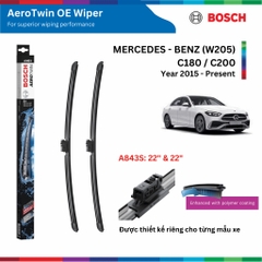 Bộ gạt mưa BOSCH AEROTWIN EURO SET A843S 22" & 22", MERCEDES BENZ C240 đời xe 2008 đến nay