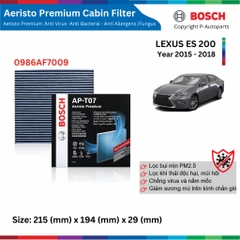 Lọc gió điều hòa BOSCH Aeristo Premium, LEXUS ES 200 đời xe 2015 đến nay, lọc bụi mịn PM2.5