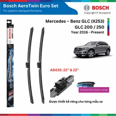 Bộ gạt mưa BOSCH AeroTwin Euro Set A843S 22" & 22", MERCEDES Benz GLC Class (X253) đời 2016 đến nay