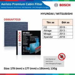 Lọc gió điều hòa BOSCH Aeristo Premium, MITSUBISHI Mirage Attrage Xpander, lọc bụi mịn PM2.5