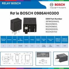 Rơ le Bosch 0986AH0300 12V 4 chân nhỏ không bát, relay Bosch