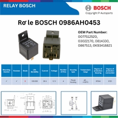 Rơ le BOSCH 0986AH0453 12V 4 chân có bát, relay BOSCH