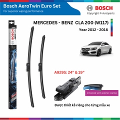 Bộ gạt mưa BOSCH AEROTWIN EURO SET 24" & 19", MERCEDES BENZ CLA 200 đời xe 2012 đến nay