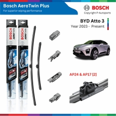 Bộ gạt mưa BOSCH AeroTwin Plus AP24 & AP17 xe BYD Atto3 đời xe 2023 đến nay