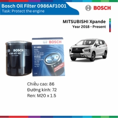 Lọc nhớt động cơ BOSCH Oil Filter 0986AF1001 xe MITSUBISHI Xpander đời xe 2018 đến nay