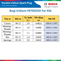 Bugi BOSCH YR7SES Super Plus, phù hợp dòng xe HYUNDAI KIA