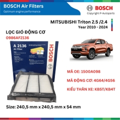 Lọc gió động cơ BOSCH Air Filter 0986AF3038 xe MITSUBISHI Triton đời 2010 đến 2024