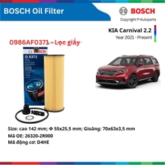 Lọc dầu giấy động cơ BOSCH Oil Filter 0986AF0372, KIA Carnival 3.5 đời xe 2021 đến nay