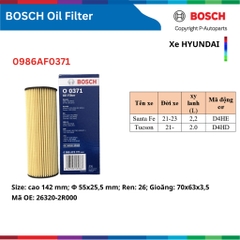 Lọc dầu nhớt động cơ BOSCH xe HYUNDAI i10 i30 Accent Elantra SantaFe Tucson Solati Stargazer