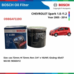 Lọc dầu nhớt động cơ BOSCH O1190 xe CHEVROLET Spark 1.0 /1.2 đời 2005 đến 2014. lọc sắt