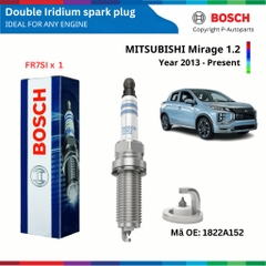 Bugi đánh lửa BOSCH Double Iridium FR7SI xe MITSUBISHI Mirage đời 2013 đến nay