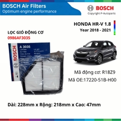 Lọc gió động cơ BOSCH Air Filter xe HONDA City Jazz HRV đời 2008 đến 2021
