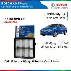 Lọc gió động cơ BOSCH Air Filter xe HONDA City Jazz HRV đời 2008 đến 2021