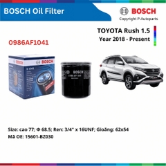 Lọc dầu động cơ BOSCH Oil Filter O1041 xe TOYOTA Rush đời 2018 đến nay