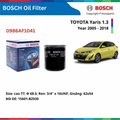 Lọc dầu động cơ BOSCH Oil Filter O1041 xe TOYOTA Yaris đời 2005 đến nay