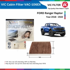 Lọc gió điều hòa VIC Cabin Filter EX, FORD Ranger Everest đời xe 2011 đến 2021, lọc bụi mịn PM2.5