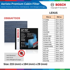 [Sỉ-Lẻ] Lọc gió điều hòa BOSCH Aeristo Premium than hoạt tính lọc bụi mịn PM2.5, xe Nhật Hàn Mỹ