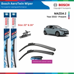 Bộ gạt mưa BOSCH AeroTwin 22" & 16" xe MAZDA 2 đời xe từ 2015 đến nay