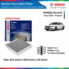 Lọc gió điều hòa BOSCH Aeristo Plus, HONDA Accord đời xe 2002-2008 và 2013 đến nay, than hoạt tính