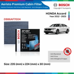 Lọc gió điều hòa BOSCH Aeristo Plus, HONDA Accord đời xe 2002-2008 và 2013 đến nay, than hoạt tính