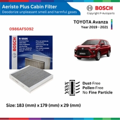 Lọc gió điều hòa BOSCH Aeristo Premium, TOYOTA Avanza đời xe 2022 đến nay, lọc bụi mịn PM2.5