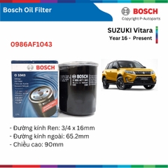 Lọc dầu động cơ BOSCH Oil Filter 0986AF1034 xe  SUZUKI Vitara đời 2016 đến nay