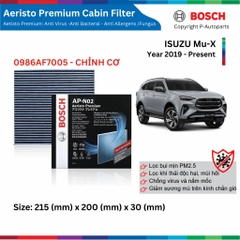 Lọc gió điều hòa BOSCH Aeristo Plus, ISUZU Mu-X MuX đời xe 2019 đến nay, than hoạt tính