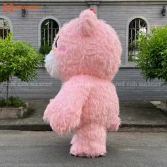 Mascot Hơi Gấu Mắt Chữ X Màu Hồng
