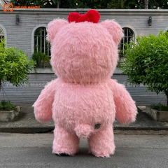 Mascot Hơi Gấu Mắt Chữ X Màu Hồng