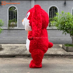 Mascot Hơi Thỏ Tai Dài Màu Đỏ
