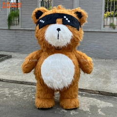 Mascot Hơi Gấu Đeo Kính